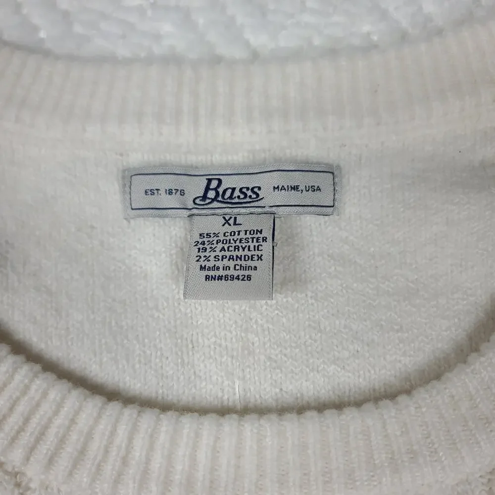 Fisherman minimalist cable knit Ivory sweater Bass SZ XL Cozycore nautical